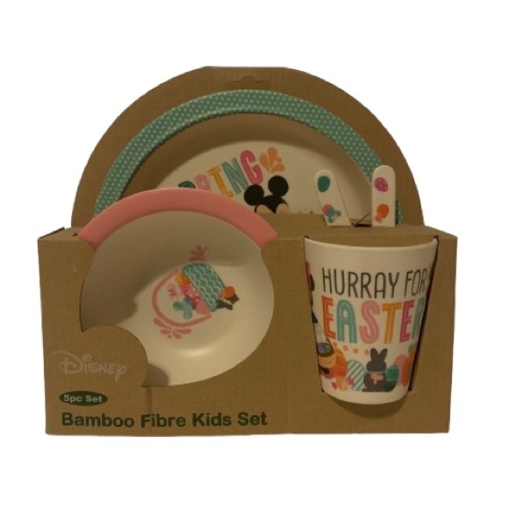 NWT. DISNEY Mickey & Minnie Mouse 5PC Bamboo Fibre Set